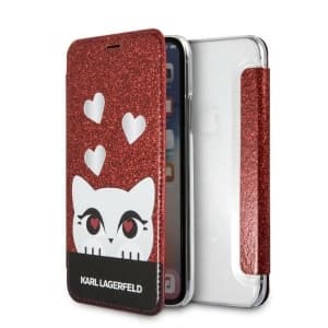 Case Karl Lagerfeld KLFLBKPXVDCRE Apple iPhone XS/X rot/rot Buch Valentine