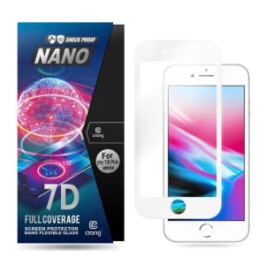 Hybriertes Glas Crong 7D Nano Flexibles Glas für Apple iPhone 8/7 Plus (Weiß)