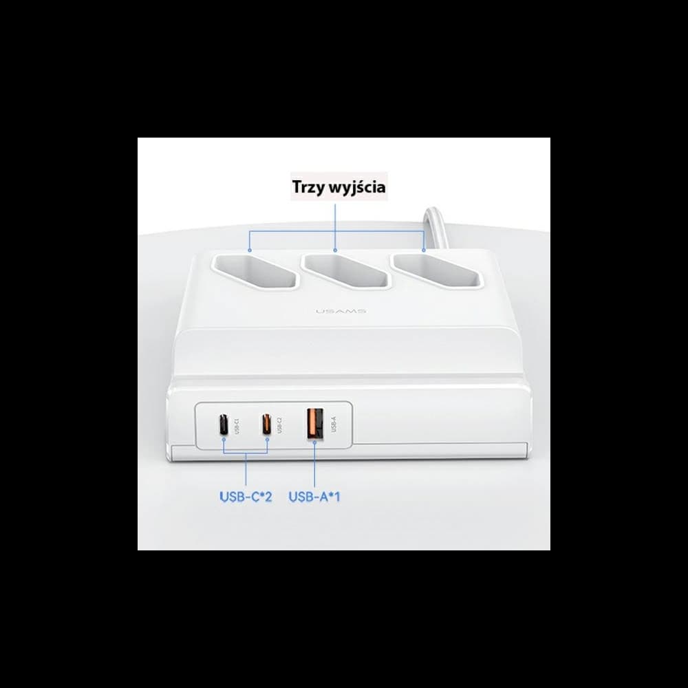 USAMS Steckdosenleiste USB Erweiterung Socket 65W Super Si Fast Charging weiß/white CC160TC01 (US-CC160) - 4