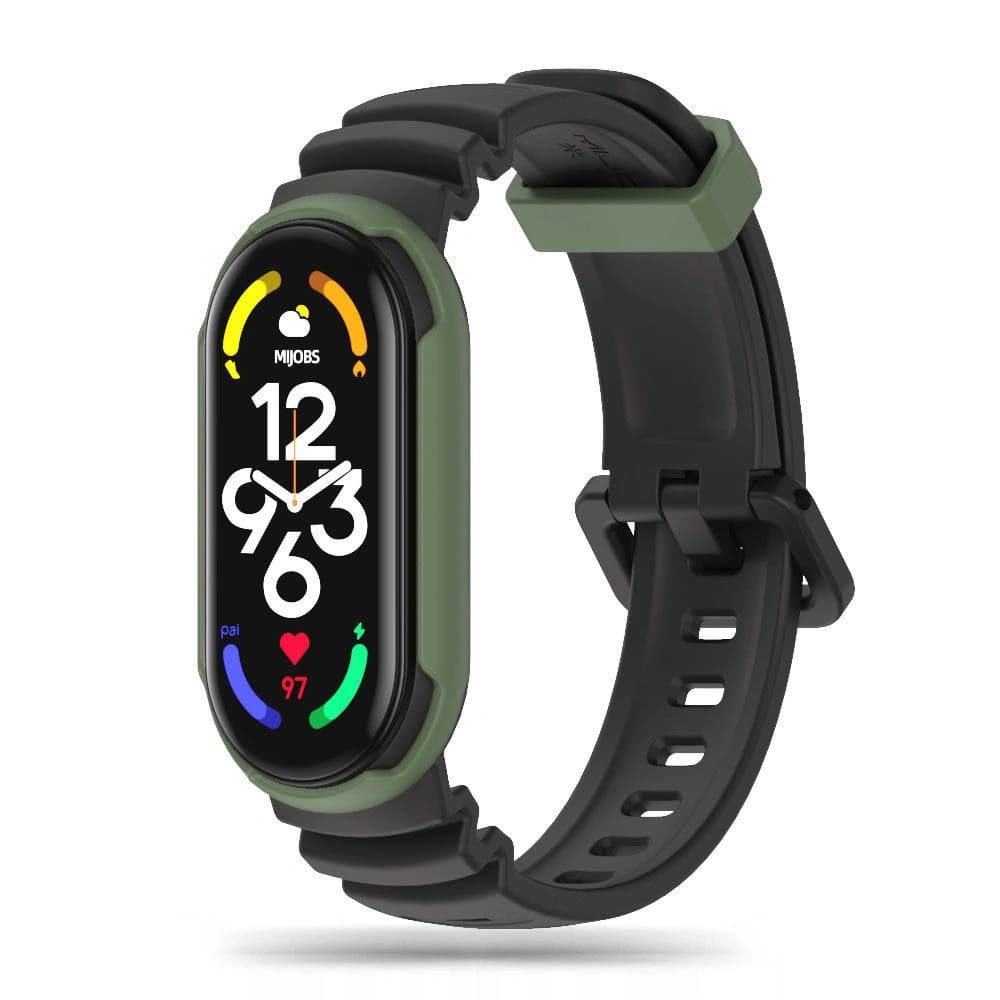 Tech-Protect Iconband Hybrid Xiaomi Mi Band 5/6/6 NFC/7 Schwarz/olivgrün - 1