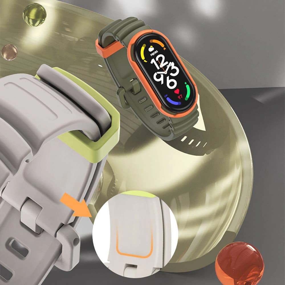 Tech-Protect Iconband Hybrid Xiaomi Mi Band 5/6/6 NFC/7 Schwarz/olivgrün - 5