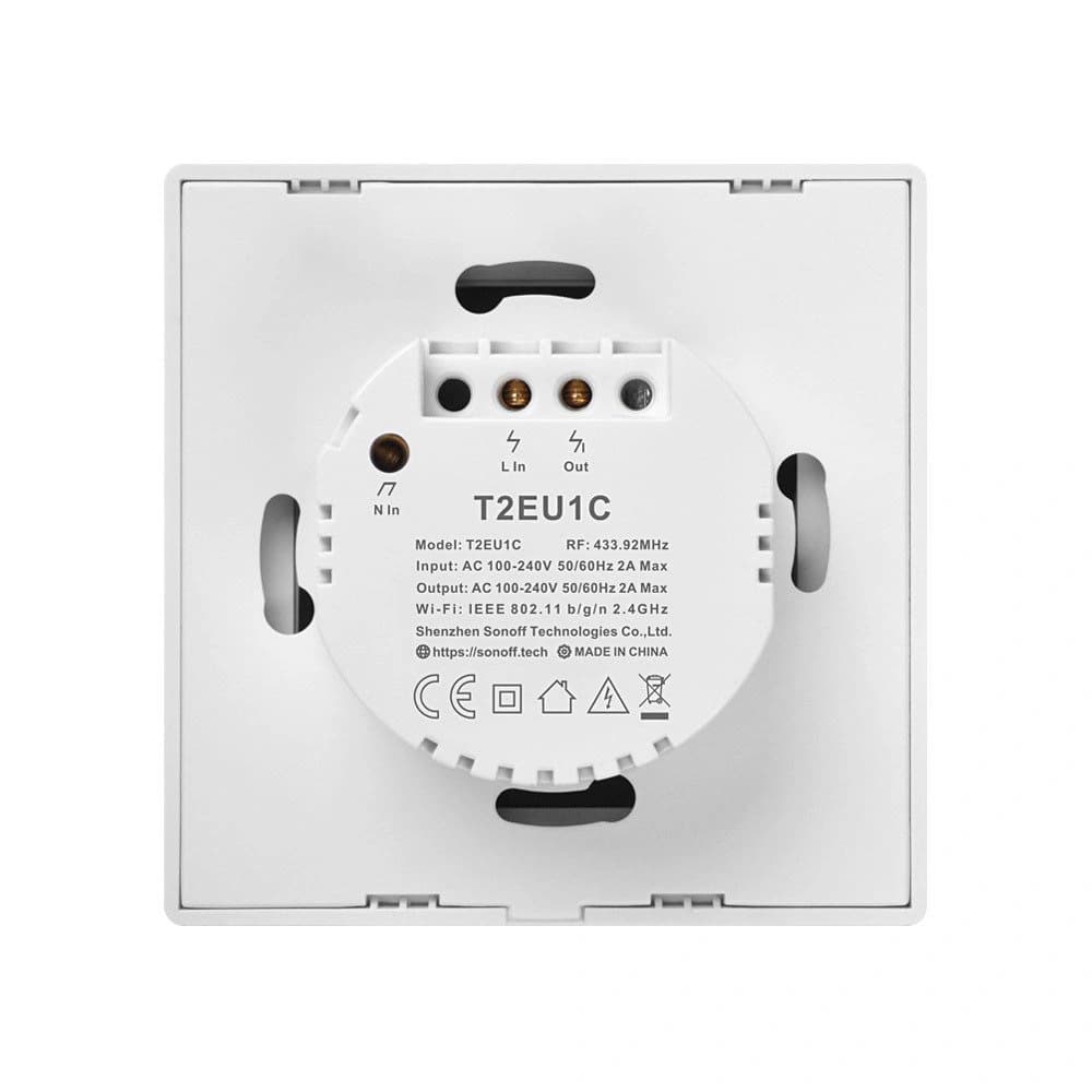 Touch light switch WiFi + RF 433 Sonoff T2 EU TX (1-channel) white - 4
