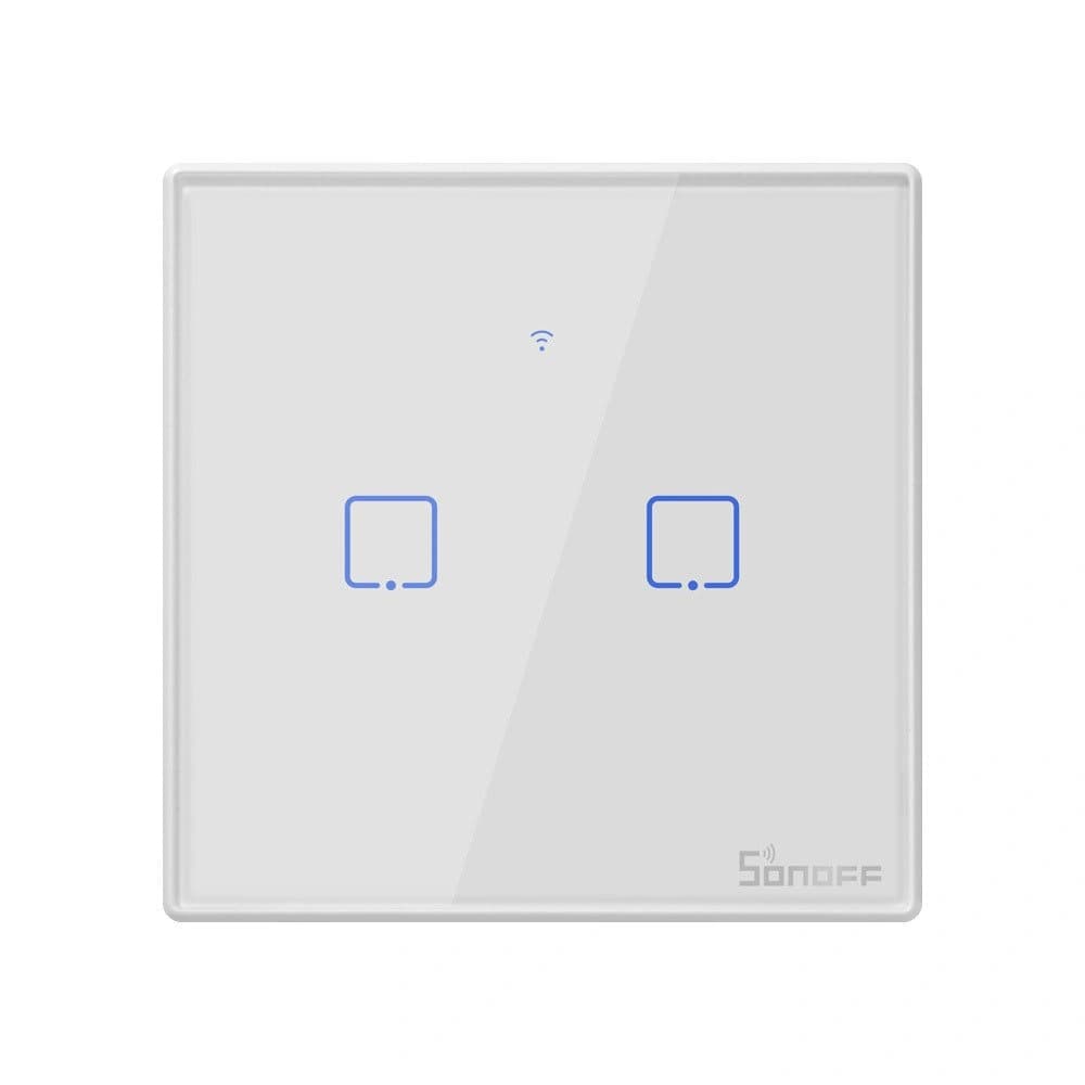 Touch light switch WiFi + RF 433 Sonoff T2 EU TX (2-channel) white - 1