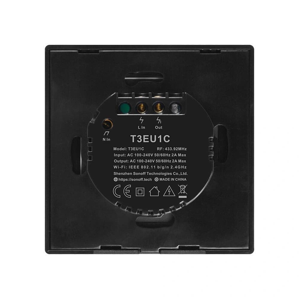 Touch light switch WiFi + RF 433 Sonoff T3 EU TX (1-channel) black - 2