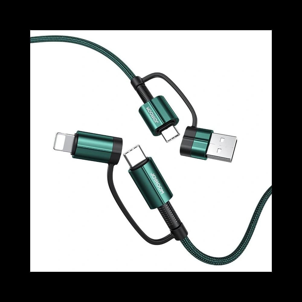 Joyroom 4in1 USB-C/USB-A - USB-C/Lithtning Cable Quick Charge Power Delivery 3 A 60 W 1,2 m green (S-1230G3) - 1