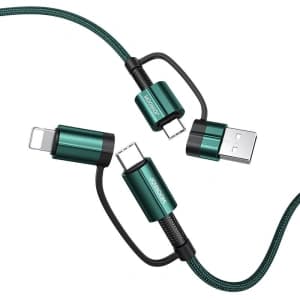 Joyroom 4in1 USB-C/USB-A - USB-C/Lithtning Cable Quick Charge Power Delivery 3 A 60 W 1,8 m green (S-1830G3)