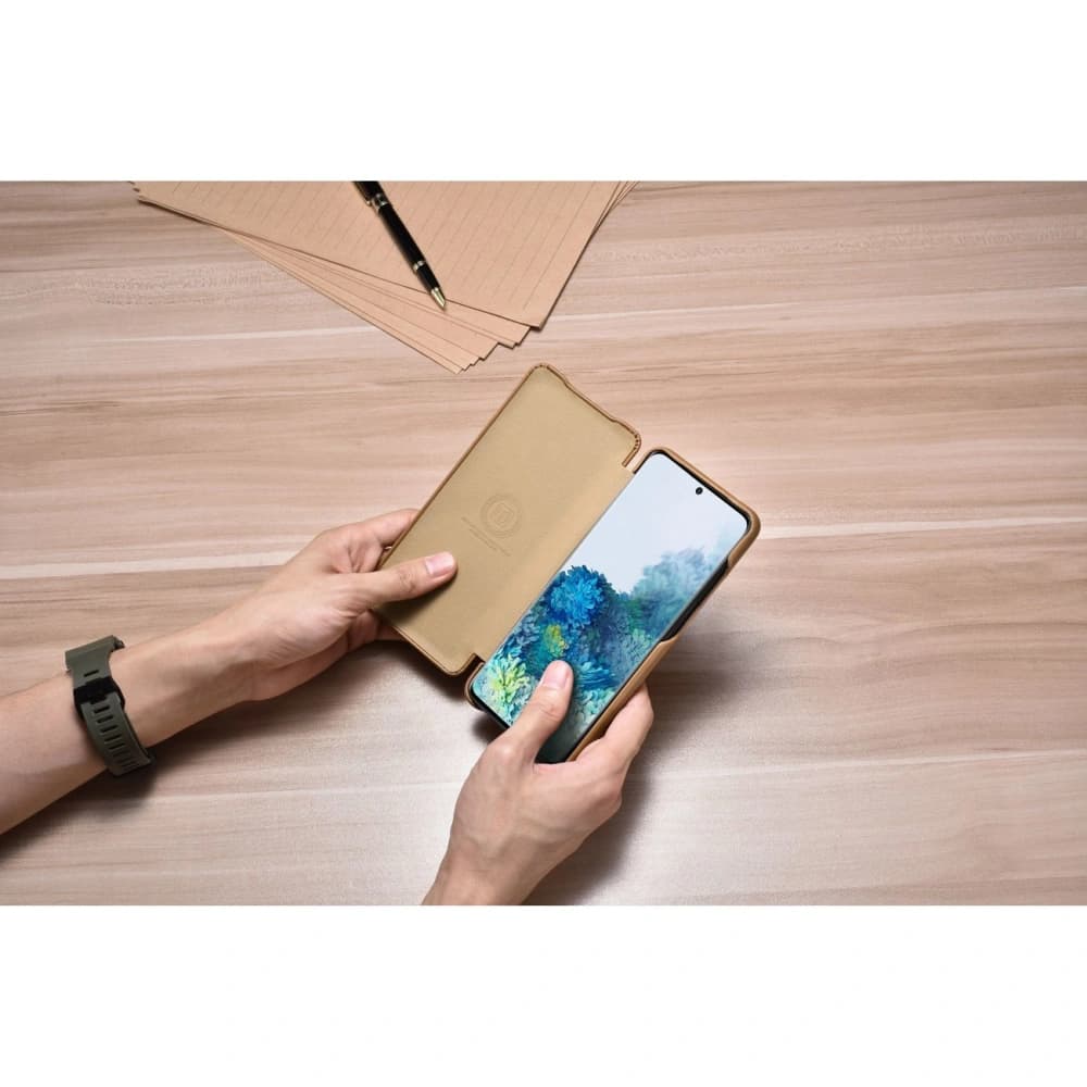 Case iCarer Curved Edge Vintage Folio Samsung Galaxy S20+ Plus khaki - 14