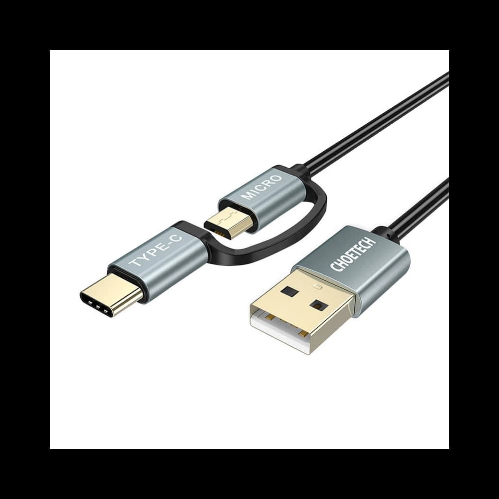 Choetech XAC-0012-101BK 2in1 USB-A/USB-C - microUSB Cable (black) - 3