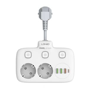 LDNIO SE2435 Power Strip 2x AC, 3x USB, USB-C, 2500W (white)