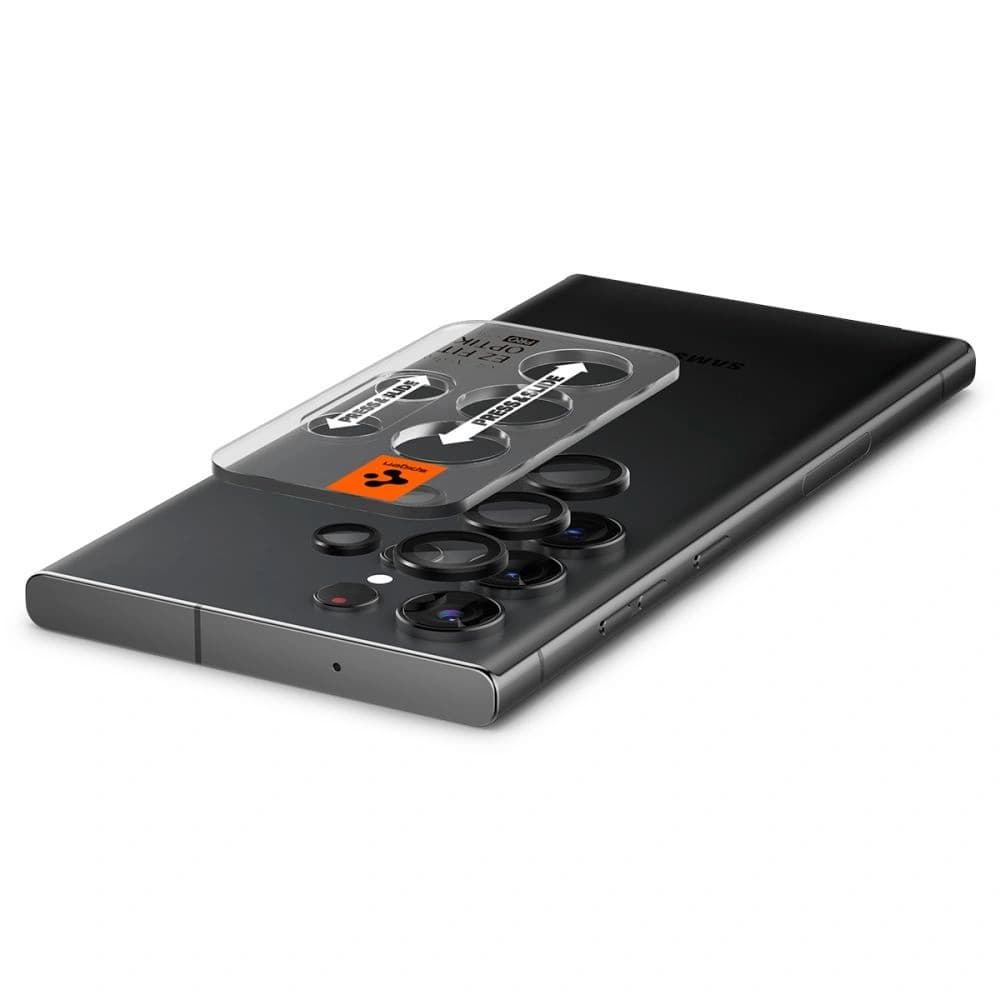 Gehärtetes Glas für Spigen GLAS.tR Ez Fit Optik Pro Samsung Galaxy S23 Ultra Schwarz [2 PACK] - 6