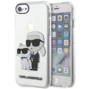 Karl Lagerfeld Apple Case KLHCI8HNKCTGT iPhone SE 2022/SE 2020/8/7 transparentes Hartschalenetui Gliter Karl&Choupette