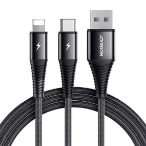 Joyroom 1.2m Kabel S-1230G12 2in1 USB-A/USB-C - Lightning 3A (schwarz)