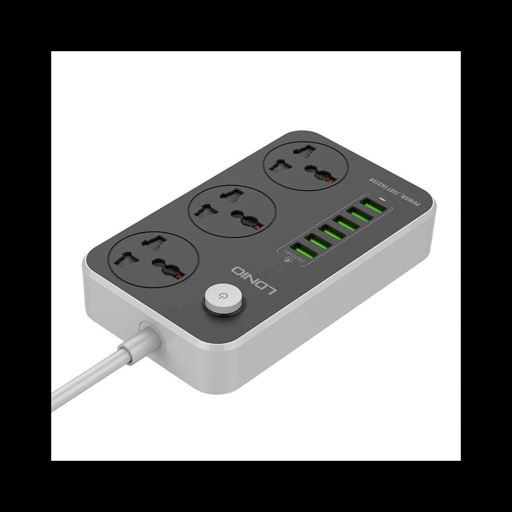 LDNIO Steckdosenleiste mit 3 AC-Anschlüssen, 6x USB, SC3604, 2500W (grau) - 1