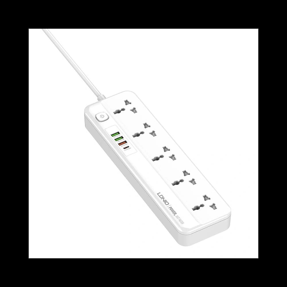 LDNIO Steckdosenleiste mit 5 AC-Steckdosen, 3x USB, USB-C, SC5415, 2500W (weiß) - 2