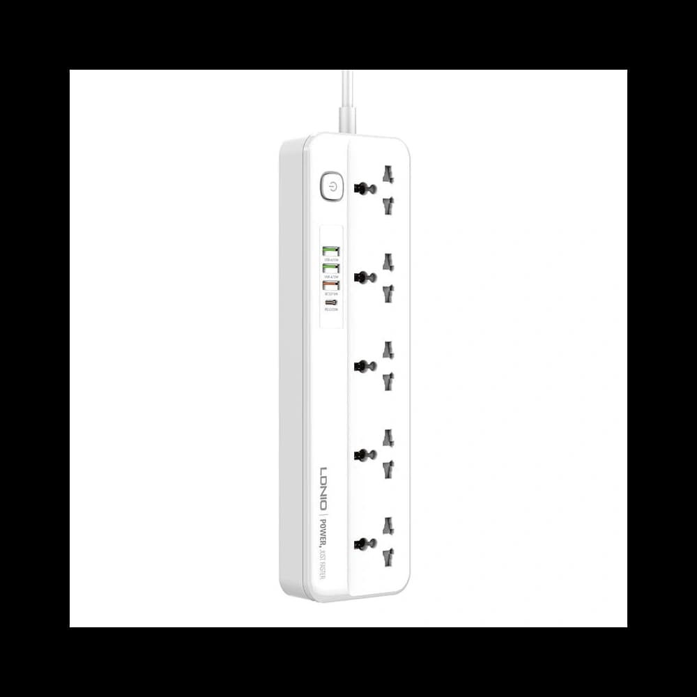 LDNIO Steckdosenleiste mit 5 AC-Steckdosen, 3x USB, USB-C, SC5415, 2500W (weiß) - 4