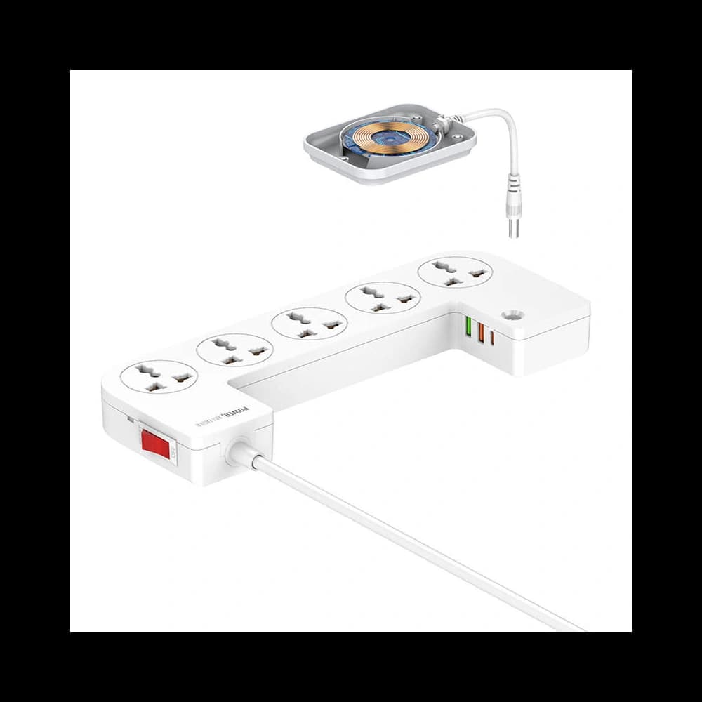 LDNIO SN5310W power strip with organizer, 5x AC, 3x USB (white) - 3
