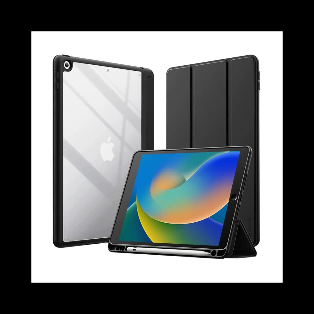 Crong Apple Case PrimeFolio iPad 10.2 2019/2020/2021 (7., 8. und 9. Generation) + Pencil Halter (schwarz/transparent) - 1