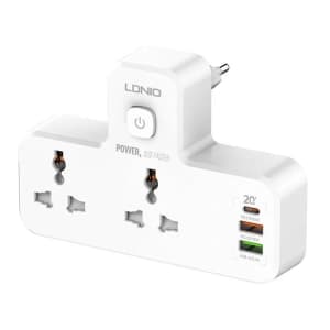 LDNIO Steckdosenleiste SC2311 2x AC, 2USB, USB-C, 2500W mit Nachtlicht (weiß)
