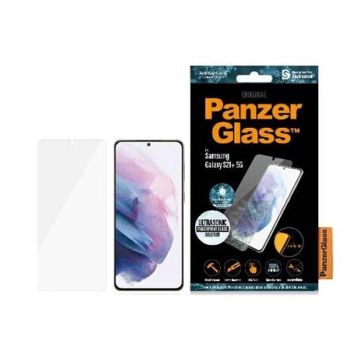 PanzerGlass Samsung Gehärtetes Glas E2E Microfracture Galaxy S21+ Plus Case Friendly Finger Print AntiBacterial schwarz/schwarz