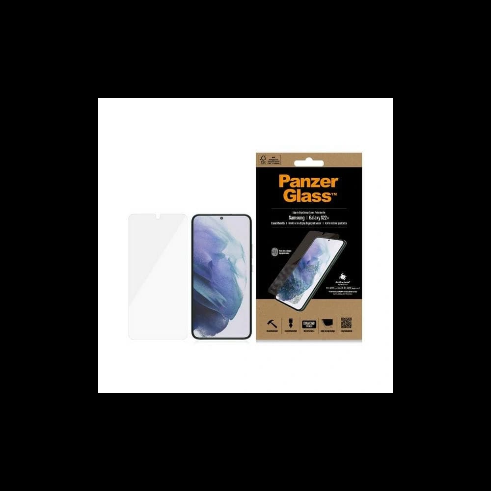 PanzerGlass Samsung Gehärtetes Glas E2E Microfracture Galaxy S22+ Plus Case Friendly AntiBacterial schwarz/schwarz 7294 - 1