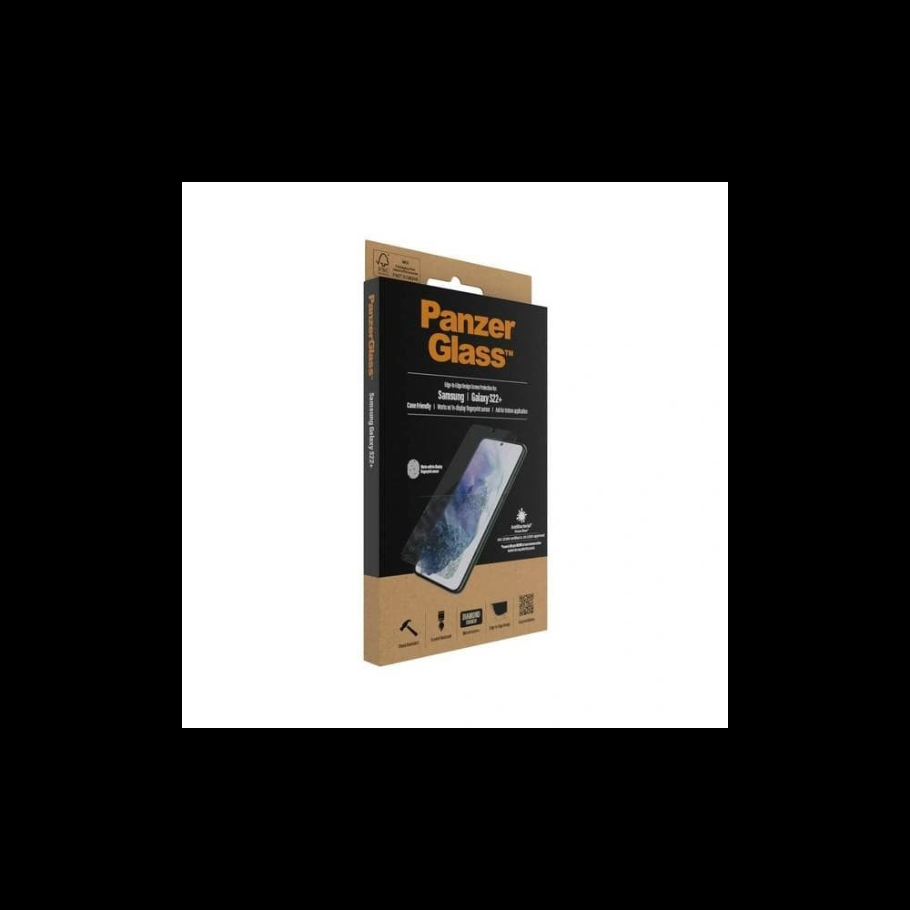 PanzerGlass Samsung Gehärtetes Glas E2E Microfracture Galaxy S22+ Plus Case Friendly AntiBacterial schwarz/schwarz 7294 - 5