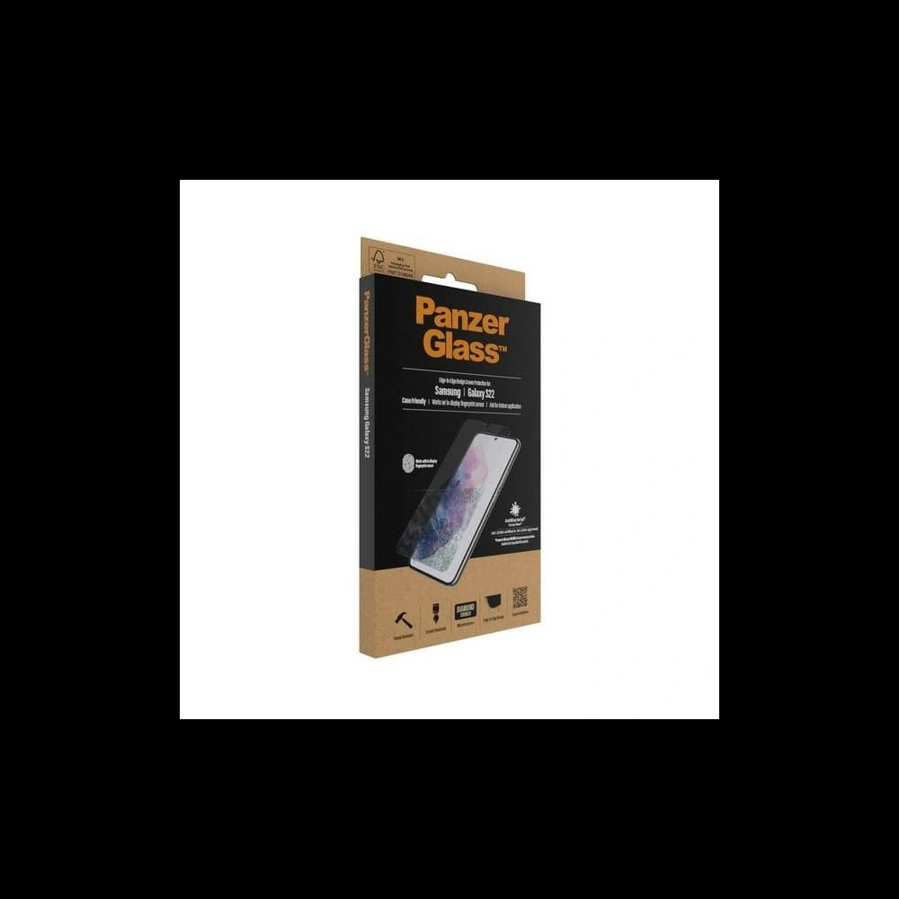 PanzerGlass Samsung Gehärtetes Glas E2E Microfracture Galaxy S22 Case Friendly AntiBacterial schwarz/schwarz 7293 - 5