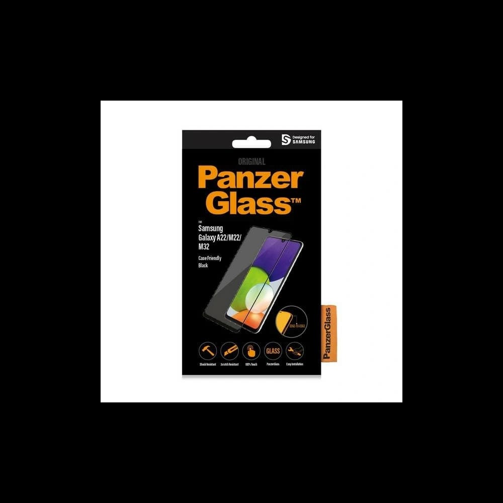 PanzerGlass Samsung Gehärtetes Glas E2E Regular Galaxy A22 4G/M22/M32 Case Friendly schwarz/schwarz 7278 - 4