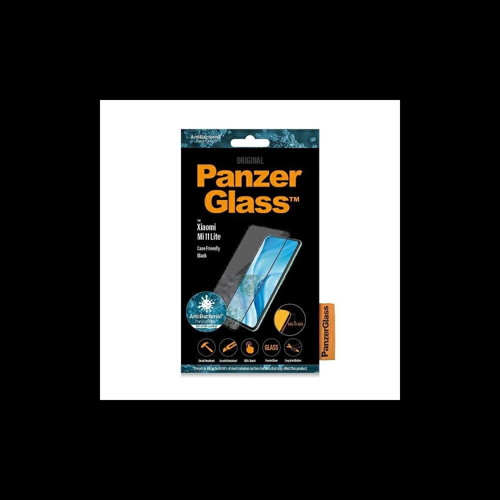 PanzerGlass Xiaomi Gehärtetes Glas E2E Regular Mi 11 Lite 5G Case Friendly Antibakteriell schwarz/schwarz - 3