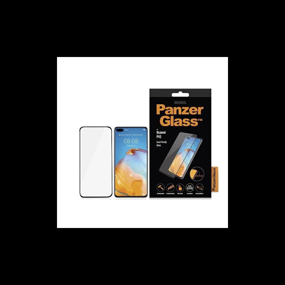 PanzerGlass Gehärtetes Glas E2E Super+ Huawei P40 Case Friendly schwarz/schwarz - 1