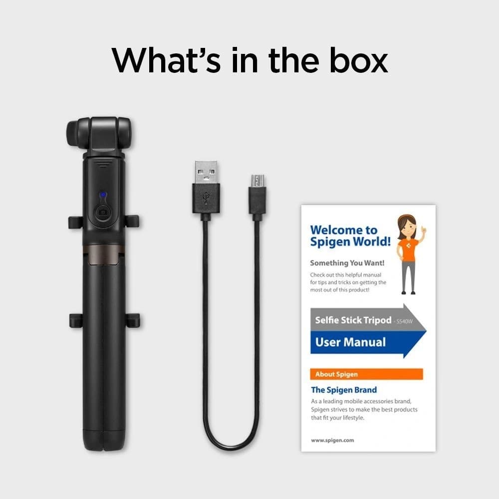 Spigen S540w Wireless Selfie Stick Tripod Black - 22