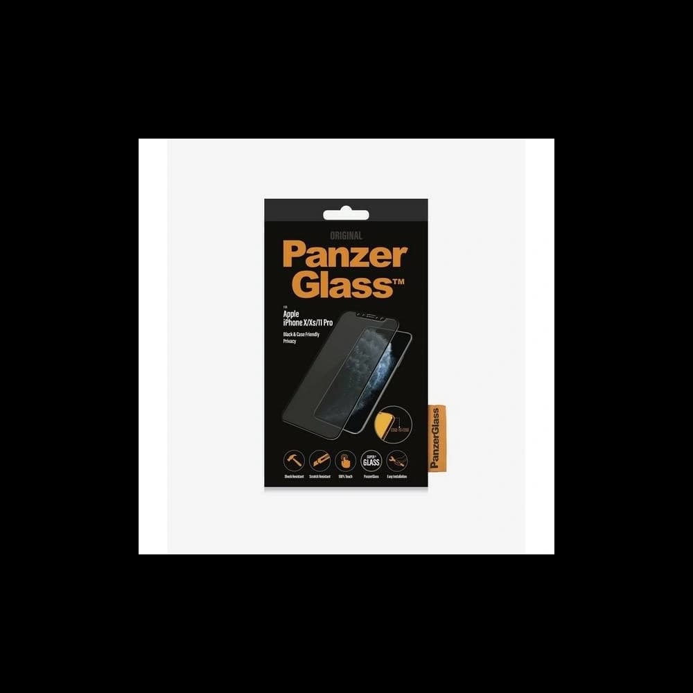 PanzerGlass Apple Gehärtetes Glas E2E Super+ iPhone 11 Pro/XS/X Case Friendly Privacy schwarz/schwarz - 3