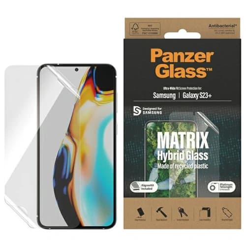 PanzerGlass Samsung Hybridglas Matrix Galaxy S23+ Plus Bildschirmschutz 7319 mit Positionierer