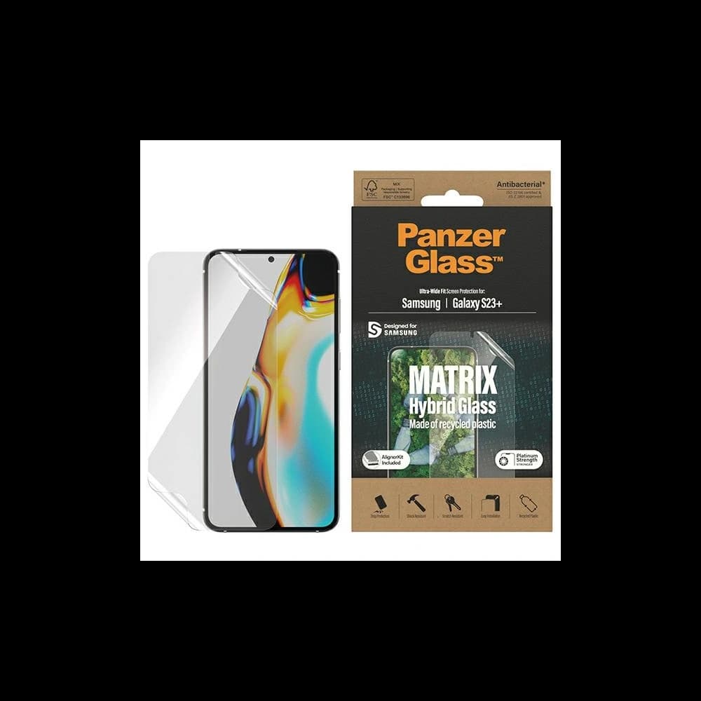 PanzerGlass Samsung Hybridglas Matrix Galaxy S23+ Plus Bildschirmschutz 7319 mit Positionierer - 1