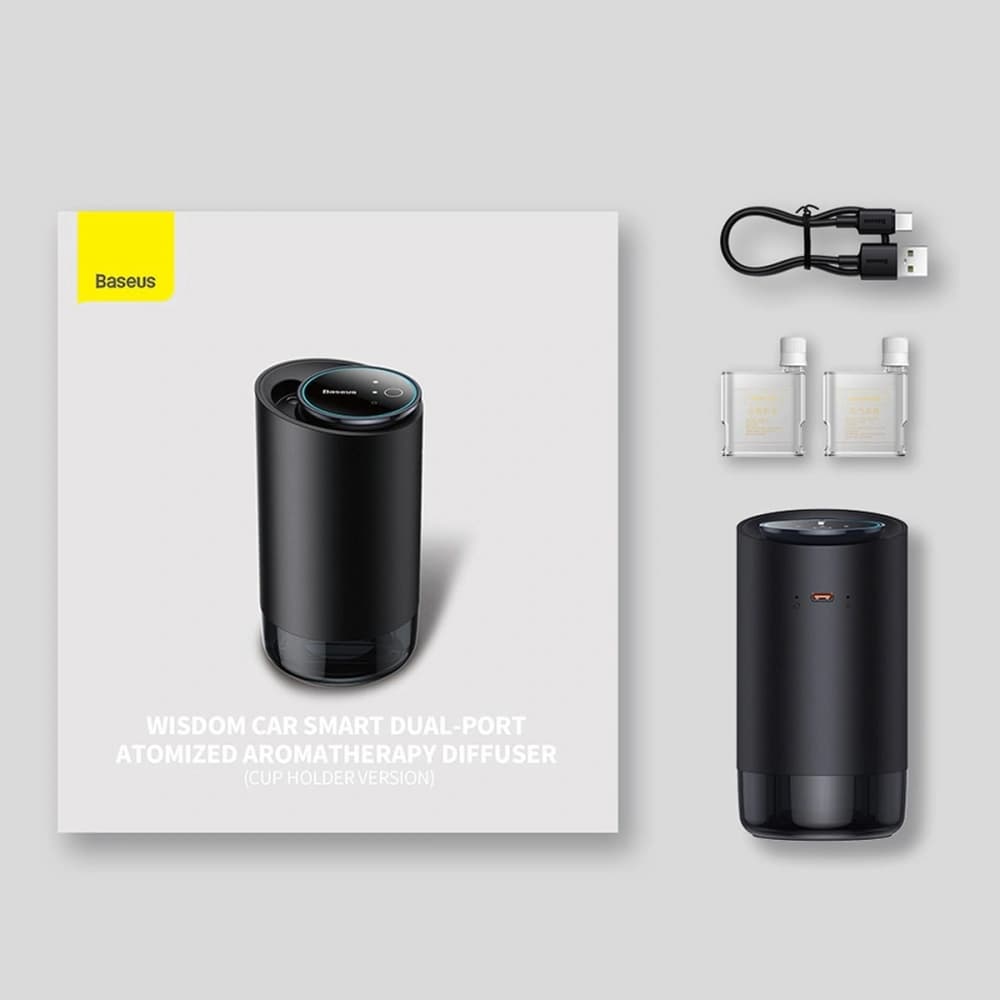 Car air freshener Baseus black (white tea / juicy peach) + USB-C cable 1m - 23
