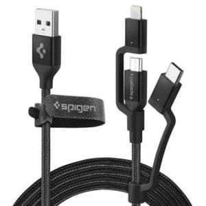 Spigen C10I3 3in1 USB-C, Lightning & microUSB Kabel 150cm Schwarz