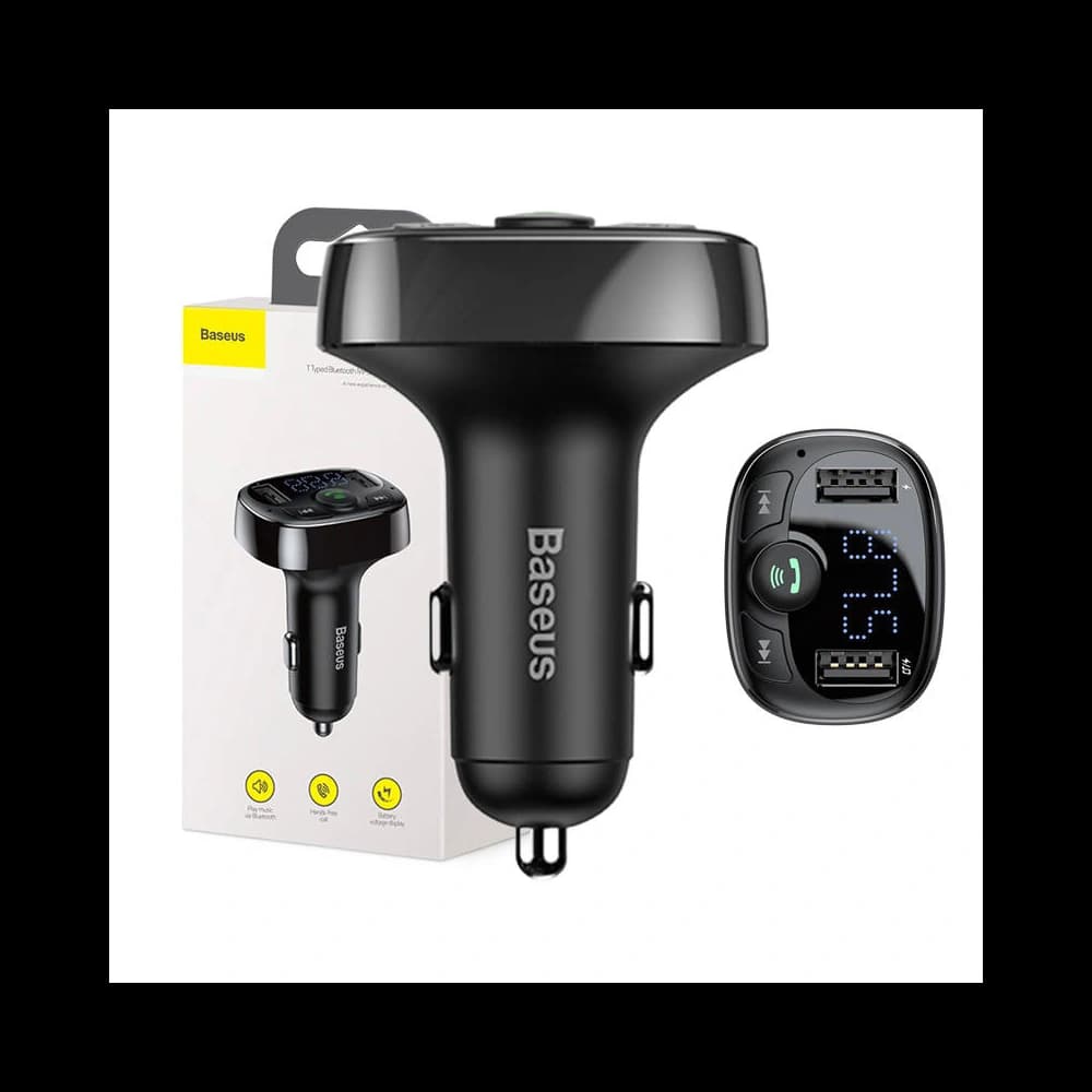 Baseus T typed Transmitter FM Bluetooth 2xUSB microSD (black) - 1