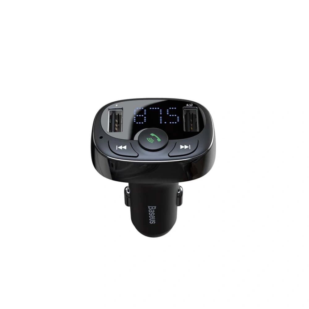 Baseus T typed Transmitter FM Bluetooth 2xUSB microSD (black) - 5