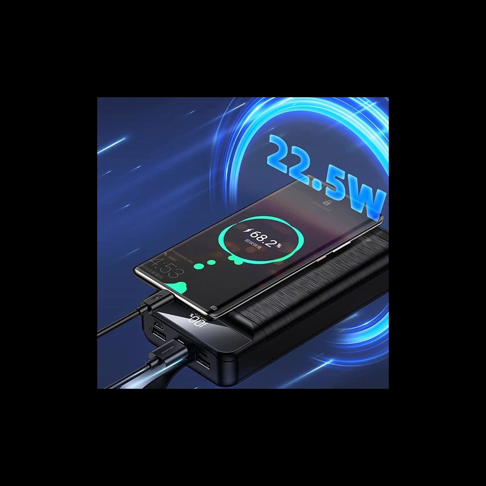 Powerbank AWEI P141K 40000mAh 22.5W schwarz/schwarz 3xUSB/PD/Blitzanzeige + LED-Licht - 4