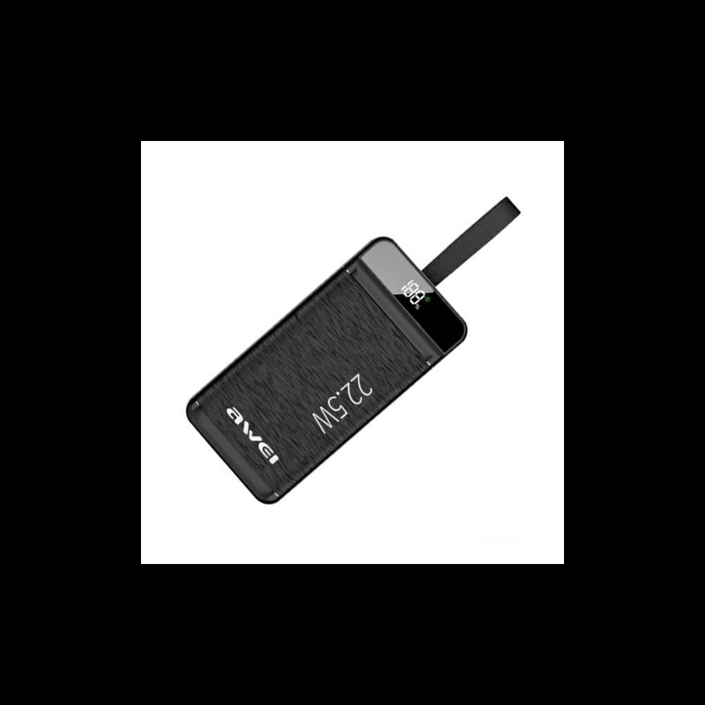 AWEI P142K Powerbank 50000mAh 22.5W black 3xUSB/PD/Lightning display + LED light - 1