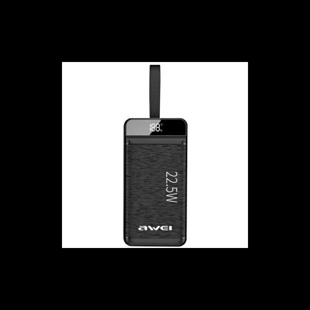 AWEI P142K Powerbank 50000mAh 22.5W black 3xUSB/PD/Lightning display + LED light - 2