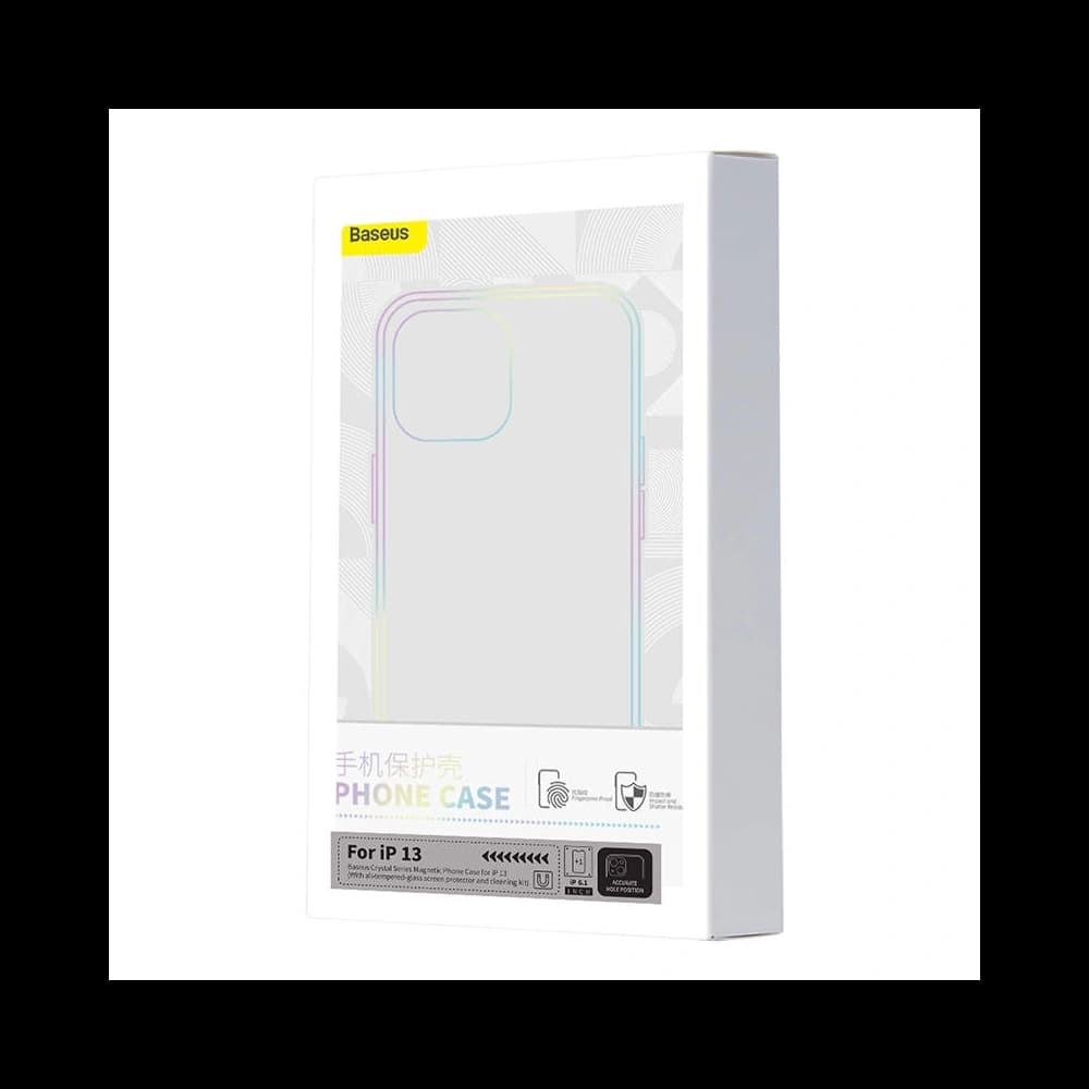 Baseus Apple Case Magnetic Crystal Clear iPhone 13 (transparent) + gehärtetes Glas + Reinigungsset - 7