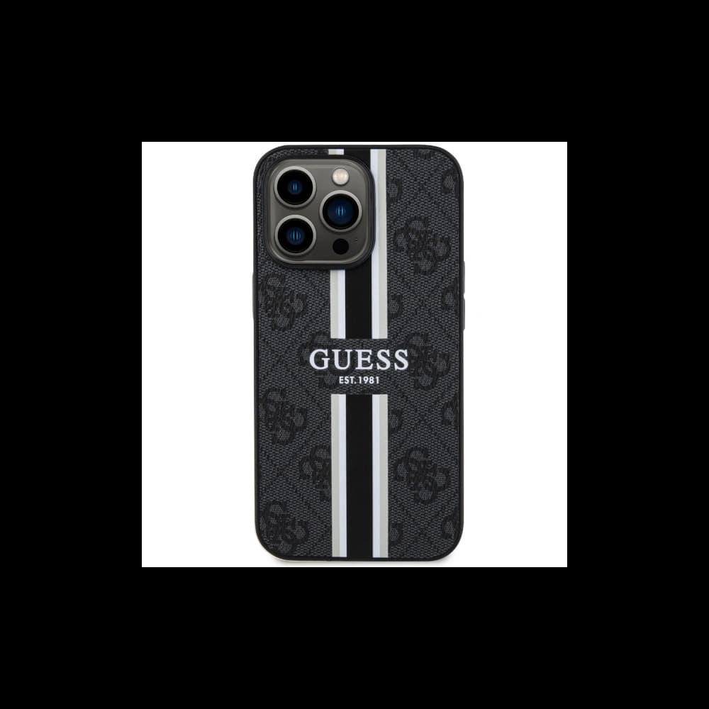Guess Apple Tasche GUHMP13LP4RPSK iPhone 13/13 Pro schwarz/schwarz Hardcase 4G Printed Stripes MagSafe - 3
