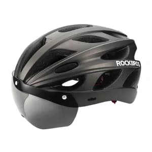 Rockbros Verstellbarer Fahrradhelm + Schutzbrille TT-16 (schwarz)