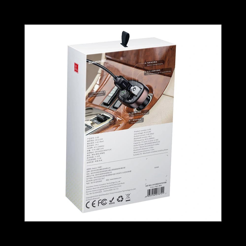 Baseus T-typed S-09 Transmitter FM Bluetooth (black) - 9