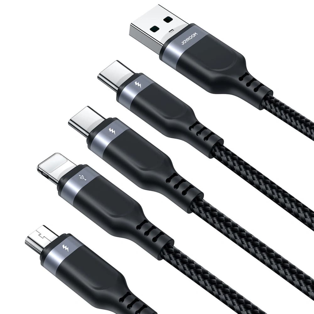 Joyroom S-1T4018A18 4w1 USB-A/2x USB-C - Lightning - microUSB Cable 1.2m black - 4
