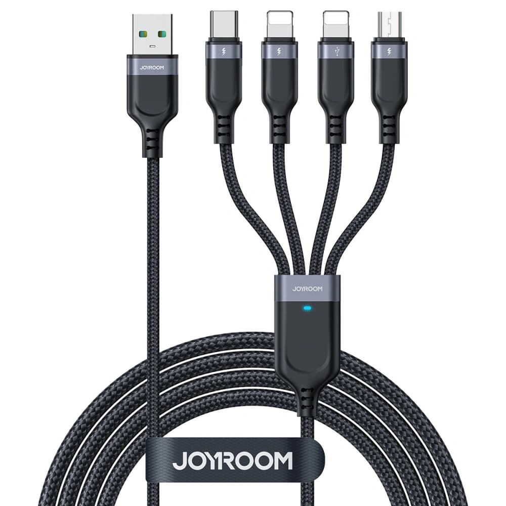 Joyroom S-1T4018A18 4w1 USB-A/USB-C - 2x Lightning - microUSB Cable 1.2m black - 1