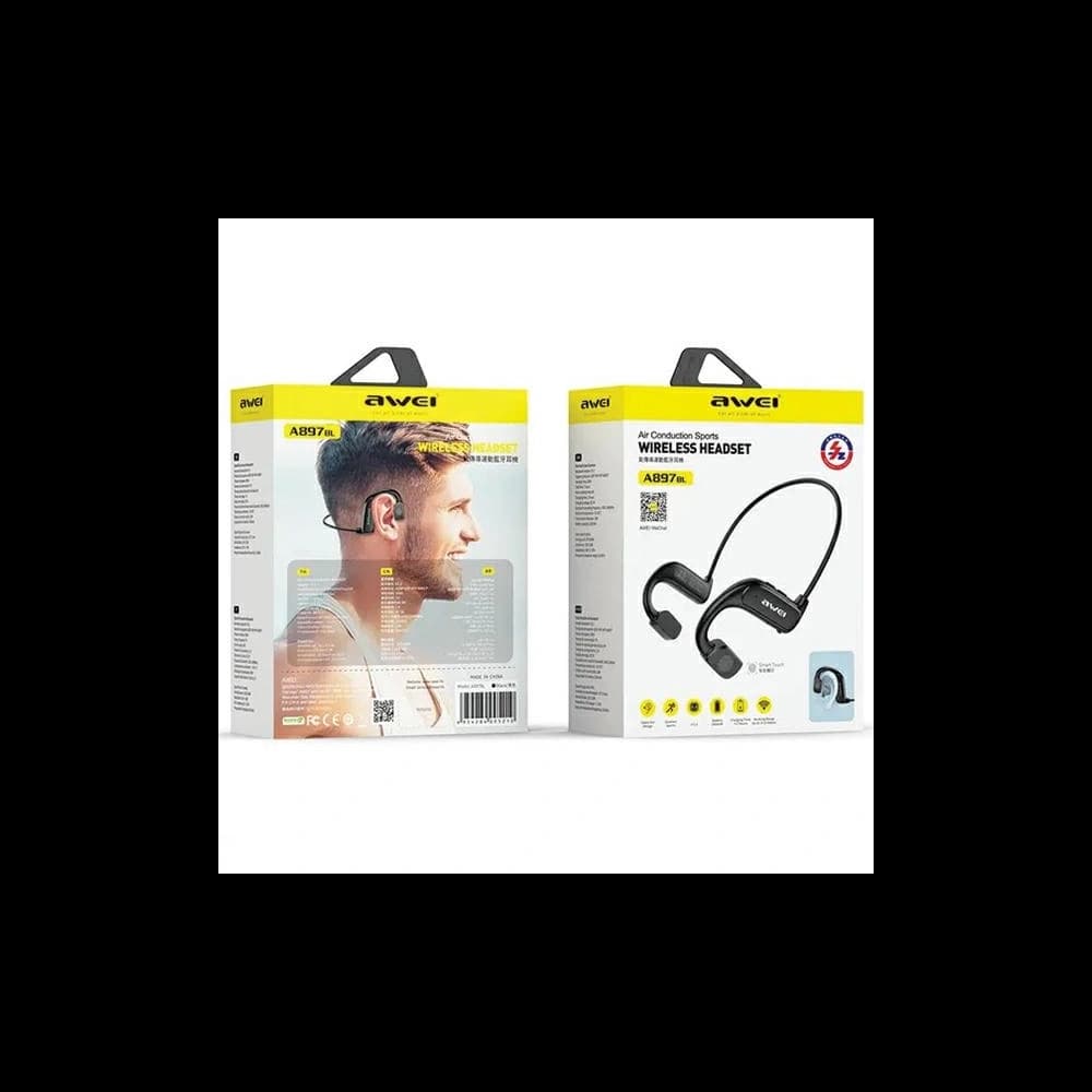 AWEI A897BL Air Conduction black sports headphones - 7