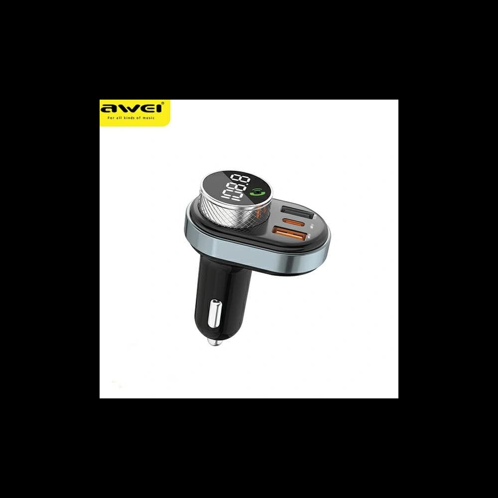 AWEI C-843 FM transmitter, hands-free, Bluetooth 5.0, MP3, 1xUSB-A, 1xUSB-C black - 1