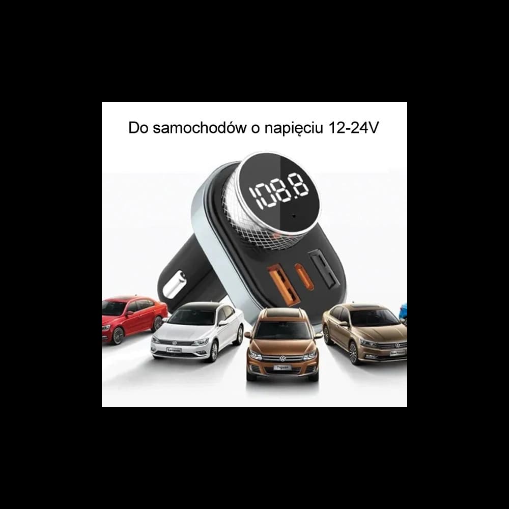 AWEI C-843 FM transmitter, hands-free, Bluetooth 5.0, MP3, 1xUSB-A, 1xUSB-C black - 3