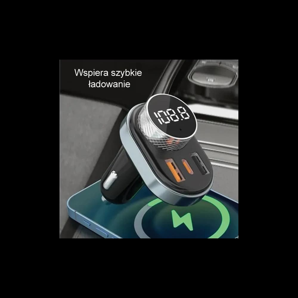 AWEI C-843 FM transmitter, hands-free, Bluetooth 5.0, MP3, 1xUSB-A, 1xUSB-C black - 5